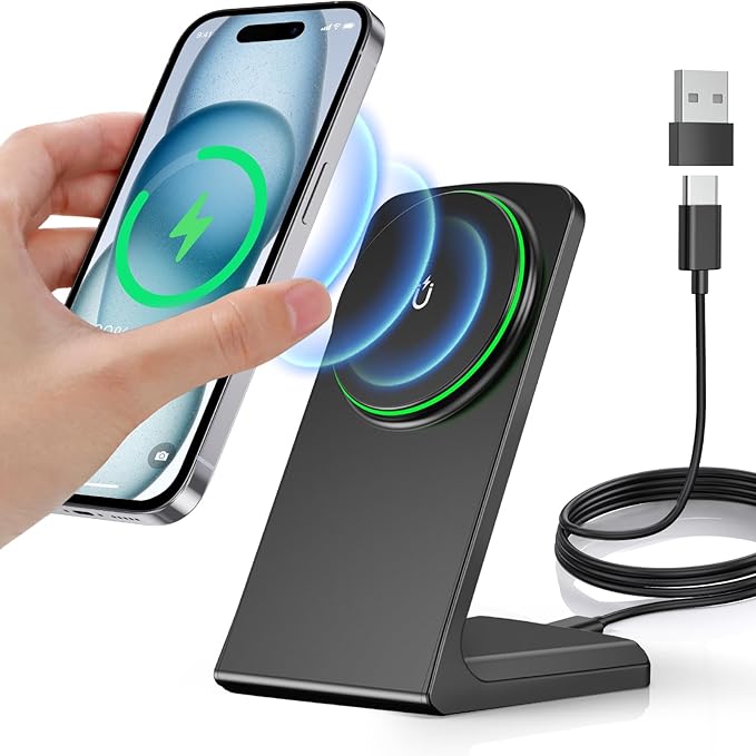 TXXTOL Magnetic Wireless Charger iPhone Stand 15W Fast Mag-Safe Charger for iPhone 16/15/14/13/12 Series Apple Magnet Wireless Charging Station