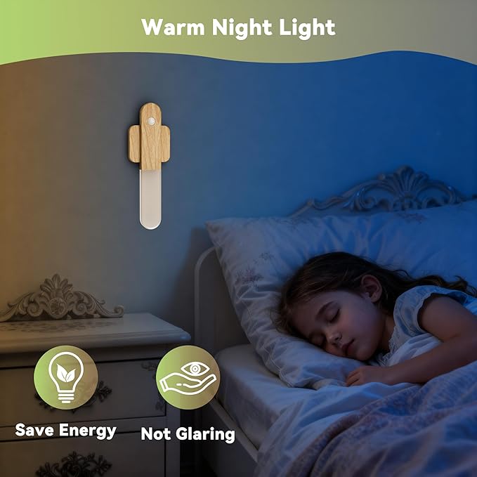 iThird Motion Sensor Light Indoor - Wireless Wall Light, lumi Light, Magnet Rechargeable Wall Sconces, Portable Night Lights, LED Lights for Closet, Bathroom (Beech 3PCS)