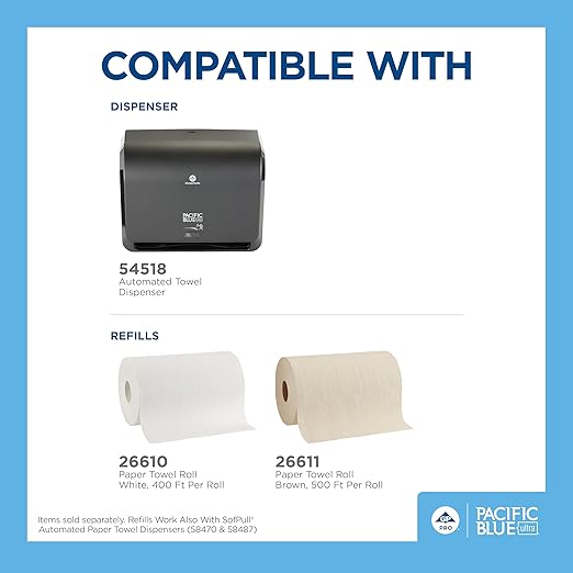 Georgia-Pacific Pacific Blue Ultra 9" Mini Automatic Paper Towel Dispenser by GP PRO (Georgia-Pacific), Black, 54518, 14.1" W x 6.5" D x 11.1" H - New Version