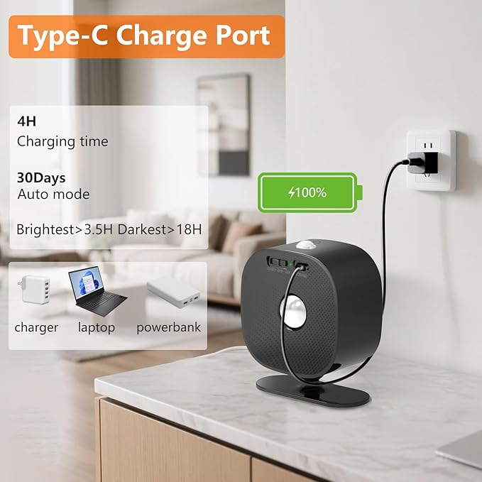 Deyagoo Rechargeable Motion Sensor Wall Light, Wireless Wall Sconce - Magnetic Base, Dimmable 3000K Warm White, 3 Modes (ON/AUTO/Off) for Closet, Stairs, Living Room - Indoor LED Wall Lamp (Black)