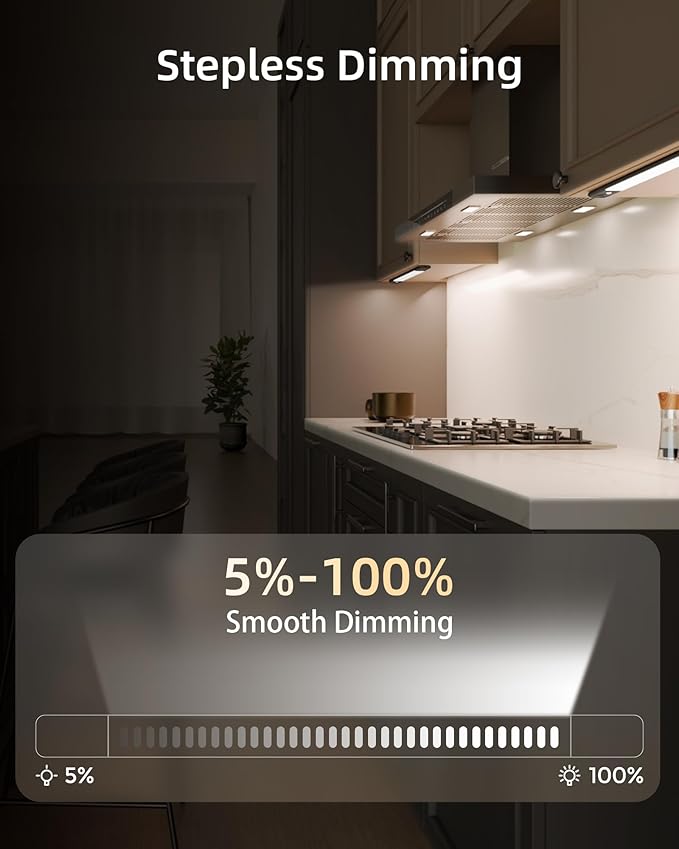 EZVALO Under Cabinet Lighting, Motion Sensor Lights with 2 Detachable Batteries, 76 LED Dimmable Closet Lights, 3 Color Temps, Under Counter Lights for Kitchen, Wardrobe