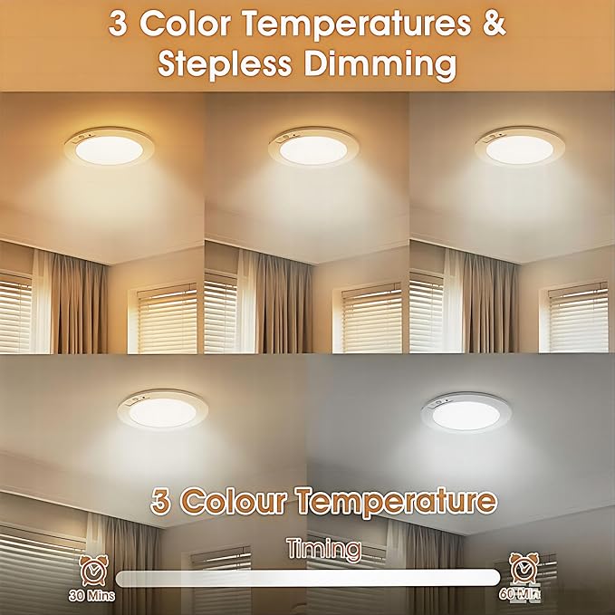 Rechargeable Motion Sensor Ceiling Light with Remote,Magnetic Wireless Ceiling Lights,8000mAh 7.5inch Battery Powered Light for Closet Shower Shed Loft Bathroom Garage cet (3 Color)
