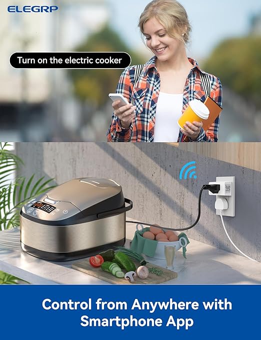 ELEGRP Matter Supported Mini Smart Plug, Smart Outlet 15A/1800W Max, Compatible with Apple Home, Siri, Alexa, Google Home, SmartThings, Compact Design, UL Certified, 2.4G Wi-Fi Only, White, 4 Pack