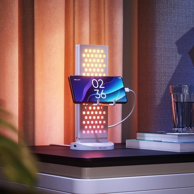 Nanoleaf Pegboard Desk Dock, 3‑in‑1 Desk Hub with Dual‑Sided LED Lighting, USB‑A & USB‑C Charging, 950 mm Pegboard Storage, 50 Lumens, 64 RGB LEDs, Works with Nanoleaf Desktop App, White