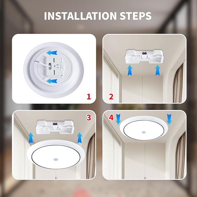Motion Sensor Ceiling Light Wired, 9 Inch Flush Mount Ceiling Light 6500K Closet Lights, 12W LED Motion Sensor Light Indoor for Stair Closet Porch Hallway Laundry
