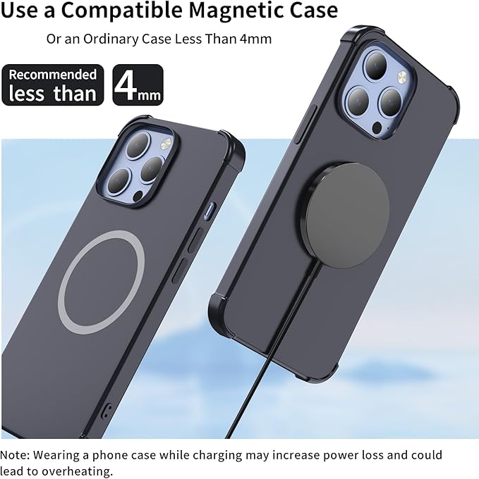 for MagSafe Charger 2 Pack, Magnetic Wireless Charging Pad for iPhone 17/17 Pro/17 Pro Max/Air/16 15 14 13 12 Pro Max Plus/AirPods 2 3 Pro, Strong Magnet, Aluminum Alloy, USB-C/A Port(Black)