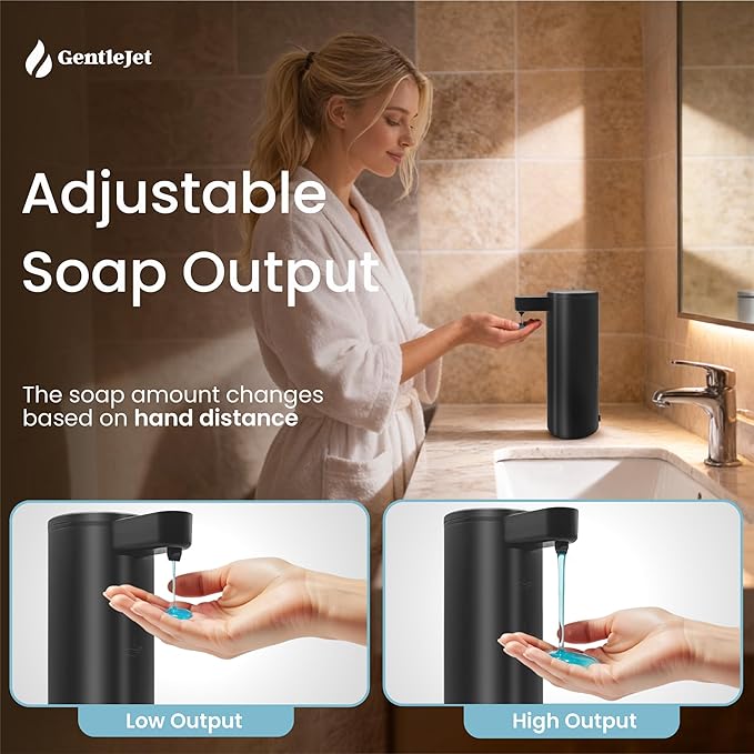 GentleJet OpalDrop Automatic Liquid Soap Dispenser for Kitchen Sink Touchless No-Drip Pump, USB-C Rechargeable, 304 Stainless Steel, IPX5 Water-Resistant, 270 ml