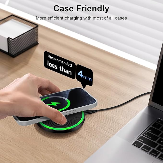 Android Wireless Charger Fast Charging Pad for Motorola Edge/Razr 2025 2024,Moto G Stylus/Power 2025,Razr 50 Ultra,Wireless Samsung Phone Charger Station 15W for Galaxy S24/S23/S22 with QC Adapter