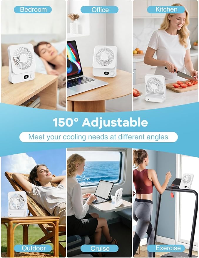 Shintrend Cruise Approved Portable Fan with Magnetic Mount, Rechargeable Cabin Fan with 100 Speeds for Ceiling or Wall, Quiet Cooling for Cruise Travel, Cruise Ship Essentials– White
