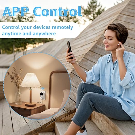 WiFi Plug with Switch,GreenCycle Smart Outlet with Remote,Compatible with Alexa and Google Home via Tuya,Compact Design,Remote Control Anywhere,15A/1500w,TUV FCC Listed(2.4G),2 Switch 2 Plug