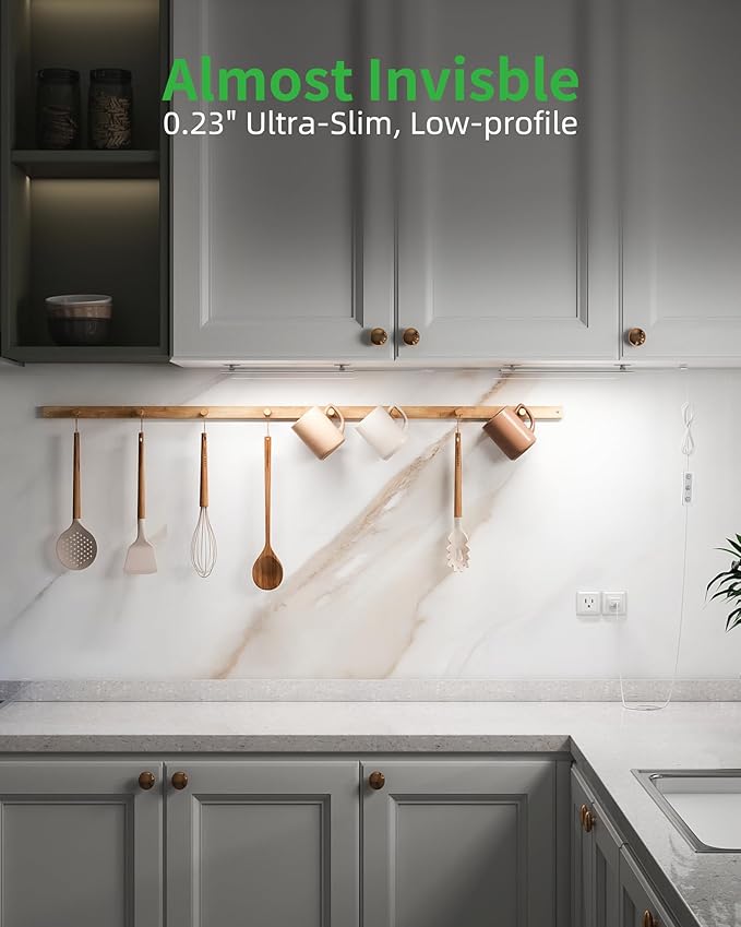 Plug-in Under Cabinet Lighting, Dimmable Counter Lights for Kitchen, 2pcs 12 Inch, Cold White 6000K Linkable USB Led Closet Light, Wired Indoor Night Lights Bar for Desk, Sink,Workbench