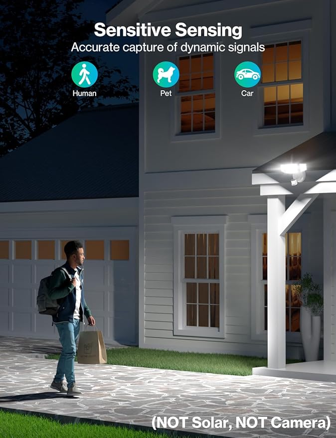 iMaihom 50W Motion Sensor Outdoor Lights, 5000LM Hardwired Motion Sensor Flood Light, Dusk to Dawn Outdoor Lighting, 6500K LED Security Light, IP65 Waterproof Motion Detector Lights for Outside, White