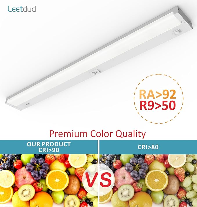 Leetdud Under Cabinet Lighting Motion Sensor Hardwired, 32 Inch 16W Dimmable, 5 CCT 2700/3000/3500/4000/5000K, Eyes Care Design Linkable Under Counter Lights for Kitchen, Sink, ETL Listed, White