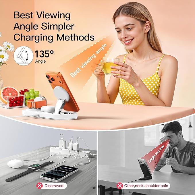 2026 for Apple Watch 5W Fast Charger：（15W） 3 in 1 Wireless Charging Station for Apple Mag-Safe Charger Stand,Fast Magnetic Wireless Charger Station for iPhone17 16 15 14 13 12 Series,Airpods, Watch