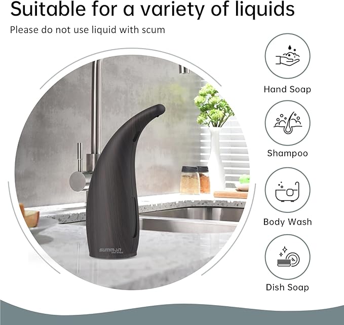 Automatic Soap Dispenser Touchless,300ML Hand & Dish Countertop Electric Liquid Rechargeable Dispenser with Sensor,Modern 4 Gear Adjustable Waterproof Kitchen Auto Soap Pump