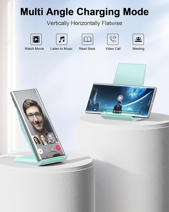 NANAMI Fast Wireless Charger, Charging Stand[with 20W PD Charger] Compatible with iPhone 17/16/15/14/13/12/12, Desktop Charger Stand for Samsung Galaxy S26/S26+/S25/S25+/S25 Ultra/S24/S23/S22/S21/S20