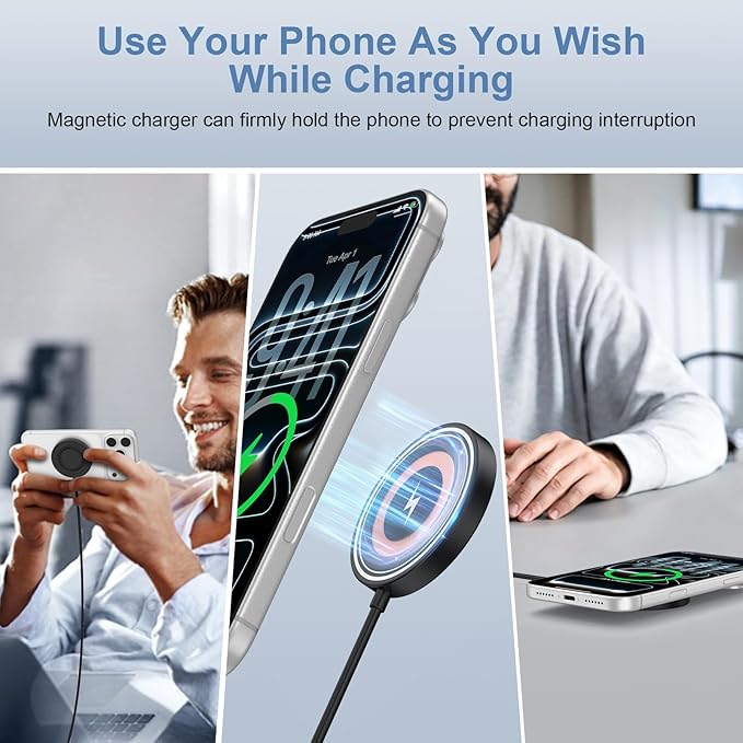 Samsung S26 Ultra Wireless Charger Fast Charging Pad Magnetic Charger for Samsung Galaxy S26 Plus/S25 Ultra/S24/S23/S22/2Pack 15W Fast Magsafe Charger Pad with USB A Adapter for iPhone 17 Pro/16/15/14