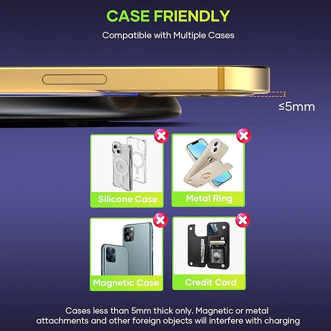 Wireless Charger, Wireless Charging Pad for iPhone 17/16/15/14/13/12/11 Pro/Pro Max/XS Max/XR/SE, Wireless Charging Mat Station for Samsung Galaxy S25/S22/S21S20/S10/S9/Note10/9, AirPods 2/Pro