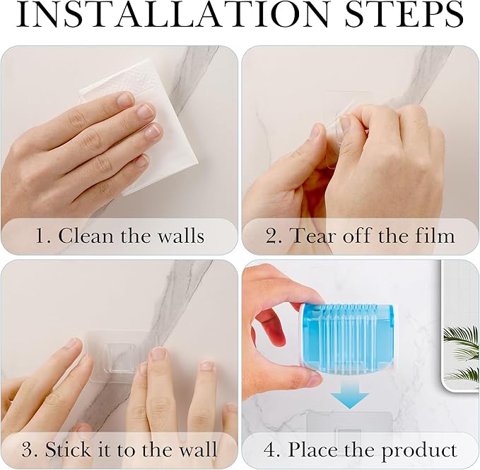 1 Pack Toothbrush Holder Wall Mounted with Cover for Bathroom, 2 Slots Toothbrush Storage Organizer for Shower, Self Adhesive Toothbrush Hanger (Blue)