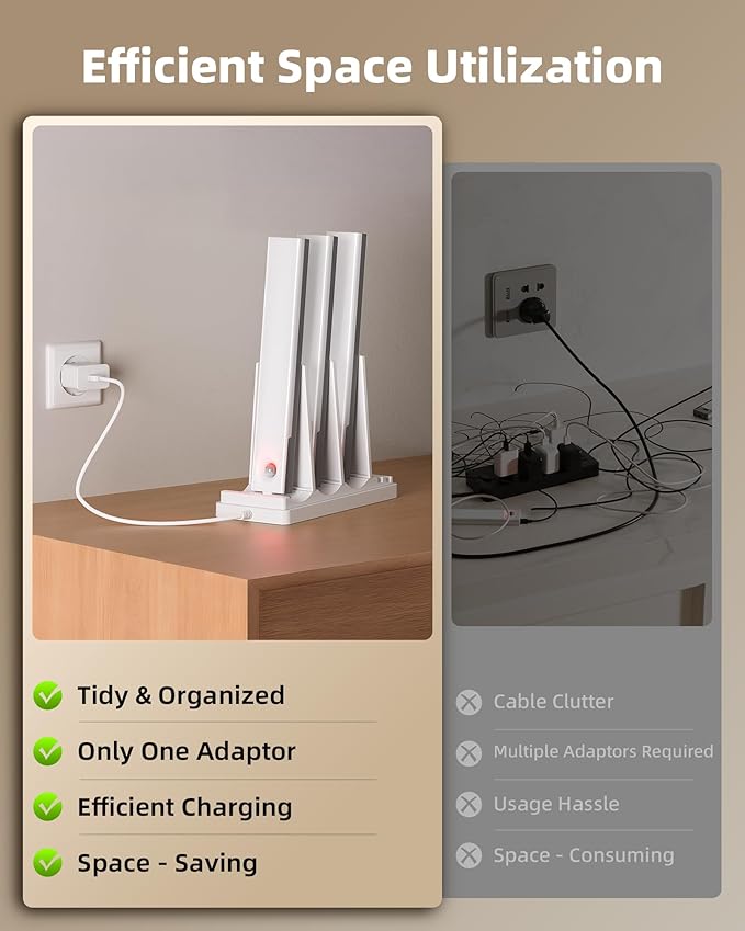 EZVALO Under Cabinet Lighting Charging Station with 3 USB-C Ports, Charging Base for Rechargeable Motion Sensor Light Indoor, Efficient & Space-Saving⁠(Adapter Not Included)⁠