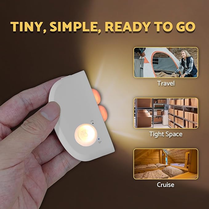 Mini Stair Lights Motion Sensor Indoor, Battery Operated Night Light, Warm White, Rechargeable Magnetic Dimmable Stick-On Wireless LED, for Stairs Hallway Bathroom Bedroom, 6 Pack by Dazzy Dot