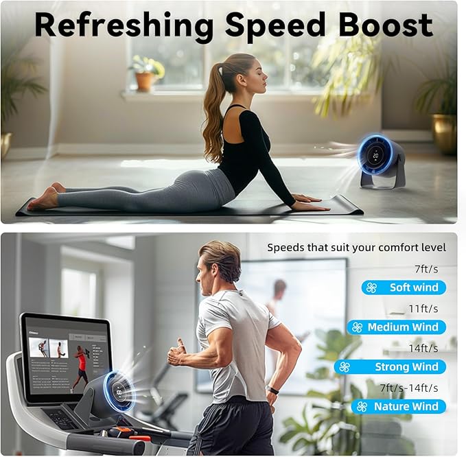 Desk Fan, Strong Airflow 100 Speeds Quiet Digital Display Rechargeable Battery Operated Fan Portable Personal Fan for Office, Bedroom, Kitchen, Home, Outdoor, Small Travel Camping USB Table Fan
