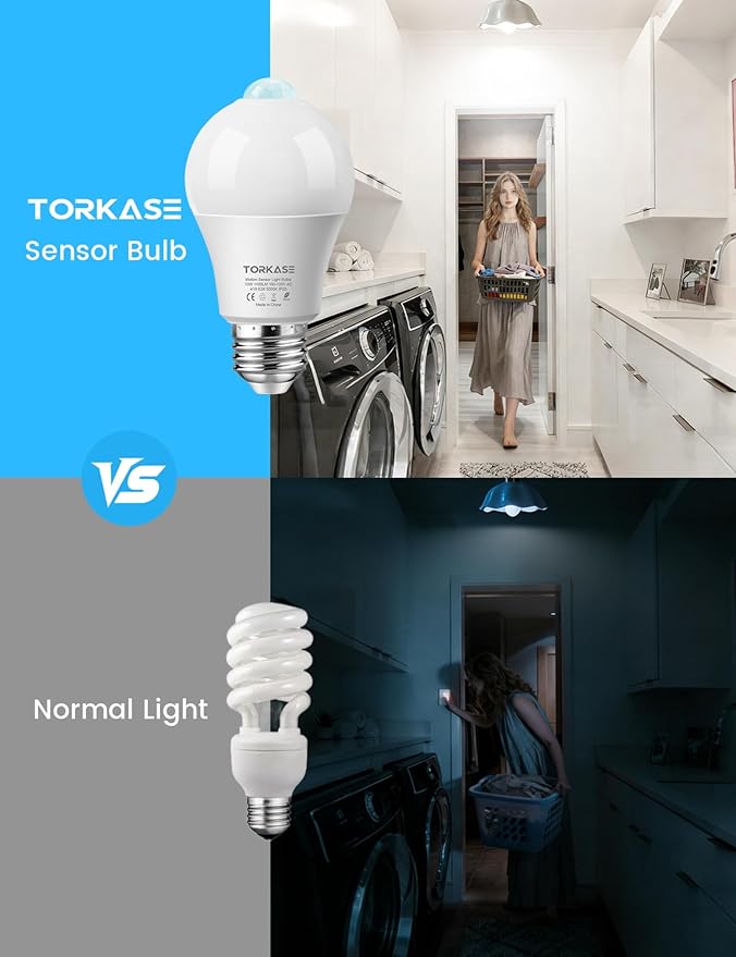 Motion Sensor Light Bulbs 13W (100W Equivalent), 3 Pack A19 E26 Motion Activated Dusk to Dawn LED Bulb, 5000K Daylight Security Light for Indoor Outdoor, Infrared Detector for Garage Porch Stairs