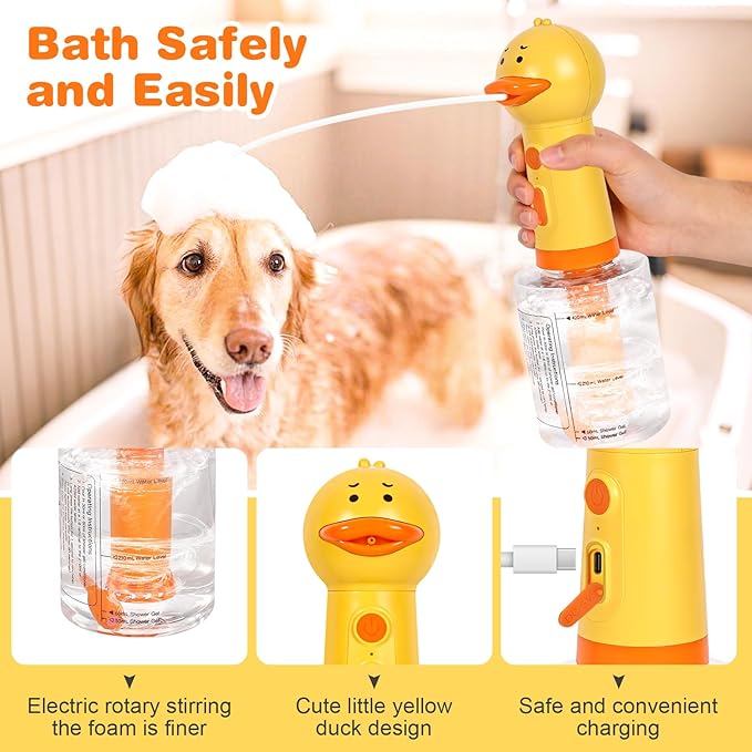 Electric Foaming Shampoo Dispenser with Stirring Mechanism for Dog and Cat Bathing, Rechargeable Soap Dispenser for Pet Bathing, Bathroom, Kitchen Sink, Toilet Cleaning