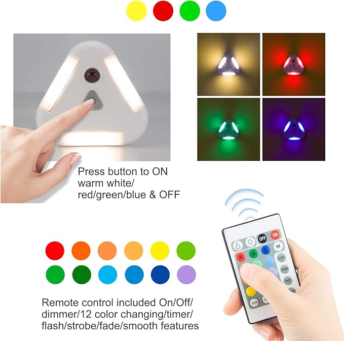 BIGMONAT Battery Operated Wireless Ceiling Light, RGB Shower Light with Timer, Dimmable Puck with Remote, Color Changing Stick on for Classroom Closet Pantry Cabinet Counter