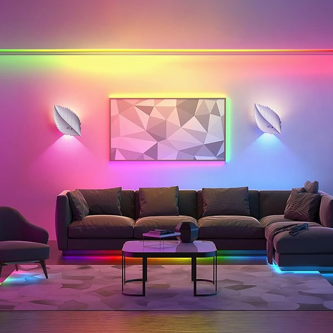 Motion Sensor Wall Light with Remote Control, 10 RGB and 3 Colors Dimmable Wireless Wall Sconces, Rechargeable Wall Sconce for Hallway, Living Room, Stairs, Bedroom (1 Pack)