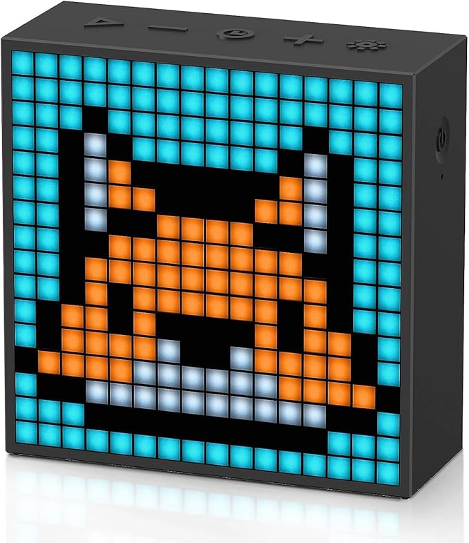 Divoom TimeBox Evo -- Pixel Art Bluetooth Speaker with 16x16 LED Display APP Control - Cool Animation Frame & Gaming Room Setup & Bedside Alarm Clock- Black