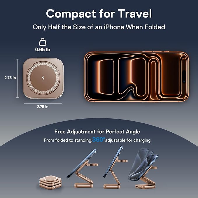 5-in-1 Wireless Charger for MagSafe, AC ISLAND Portable Travel Charging Station, 35W Max Qi2 Fast Foldable Magnetic Stand, Evolved for iPhone 17-12 Series, Apple Watch, AirPods (with 35W Adapter)