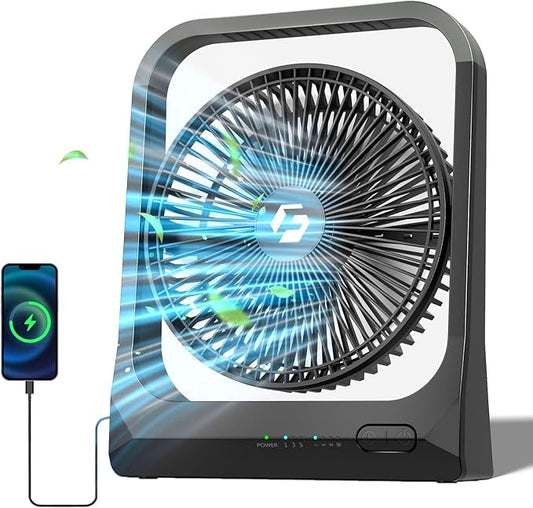 20800mAh Rechargeable Fan, 8-Inch Battery Powered Fan - Up to 80H Runtime, Portable Fan with 4 Speeds/Timers/70° Rotation /Quiet, Desk Fan for Bedroom, Office, Travel, Cruise, Gifts for Men Women