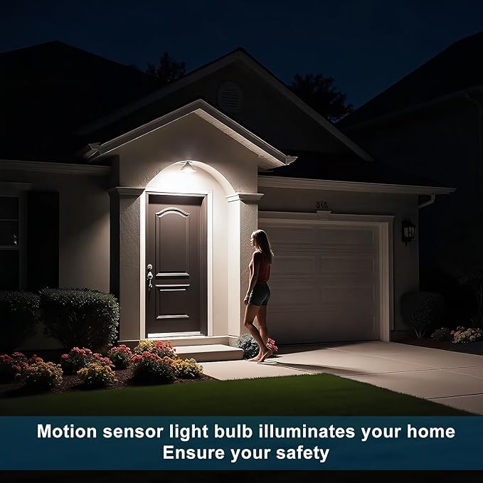 Motion Sensor Light Bulb,Activated Detector Light Bulb Indoor,Dusk to Dawn Security Bulb,13W Equivalent 100W,E26 Base 6000K Daylight,6 Packs