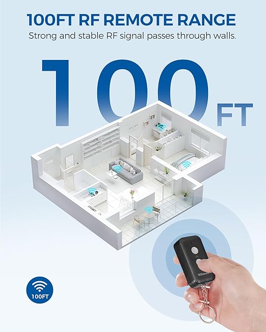 Remote Control Outlet Plug Wireless On Off Power Switch, Black Remote Light Switch Wireless for Lamp, Light, Fan, Programmable, Portable, 100ft RF Range, FCC Certified, Battery Included H02RC1106