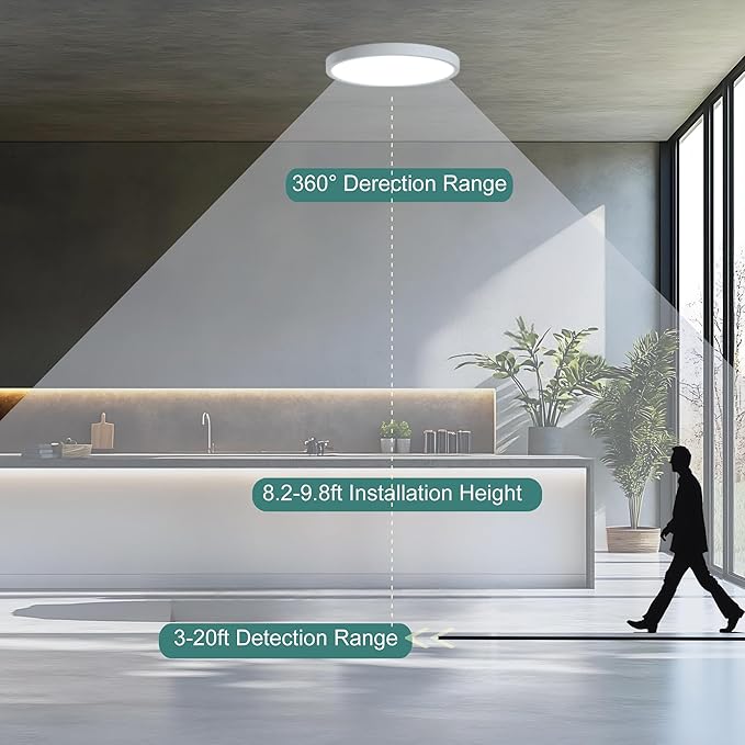 12 Inch Motion Sensor LED Ceiling Light Wired,Closet Lights Motion Activated Sensor Light Indoor with Remote, Modern Flush Mount Ceiling Light Fixture for Hallway Laundry Stairs White