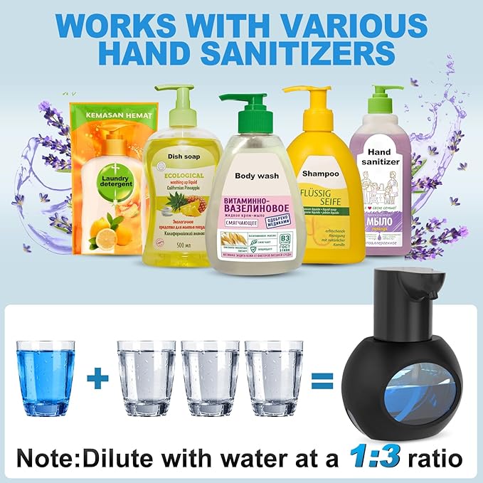 Automatic Foaming Soap Dispenser, 15oz/420ml Smart Hand Soap Dispensers, Touchless Wall Mount with 4-Level Adjustable, Rechargeable Foaming Hand Soap Dispenser for Bathroom Kitchen Office Black