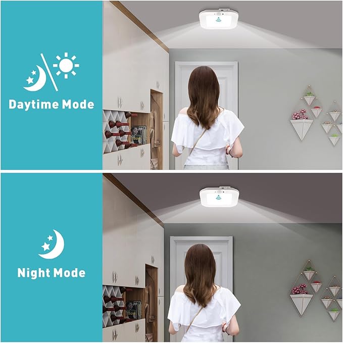 Rechargeable Motion Sensor Ceiling Light, 220LM 6000K Closet Light with USB Cable, 2000mAh Wireless LED Light for Stairway, Hallway, Pantry, Shower, Shed