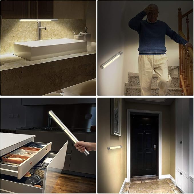 BLS LED Closet Light Battery Operated, T402 Super Bright Wireless Under Cabinet Lighting | Motion Sensor Light | Large 4500mAh Rechargeable Battery Powered | 4000K Daylight White | 180 Days Run Time
