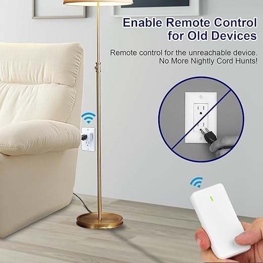 Remote Switch Outlet 2Sets, GreenCyle Outlet Plug with Remote, Wireless On/Off Light Switch Wall Mounted, 15A/1500W, TUV Listed, No Wiring Needed, 500ft RF Range, for Lamps, Fans, Household