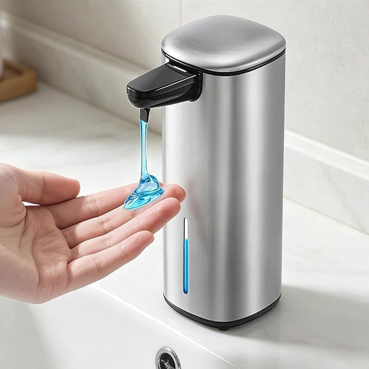 Sineng Automatic Soap Dispenser Touchless, 304 Stainless Steel Liquid Hand Soap Dispenser, 8.5oz/250ml 2 Adjustable Levels Water-Resistant and Rechargeable Kitchen Bathroom Soap Dispenser