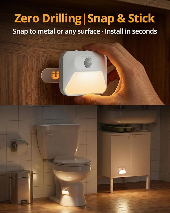 Lyridz Rechargeable Sync Motion Sensor Night Lights with 3-in-1 Charging Dock, Stepless Dimmable Indoor Step Light for Stairs, Hallway, Bathroom, Bedroom, Pets and Nursery, 3 Pack