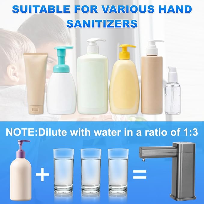 Automatic Dish Soap Dispenser for Kitchen, Touch-Free Sink Soap Pump with Silicone Extension Tube，Designed for Kitchens and Bathrooms （Square）