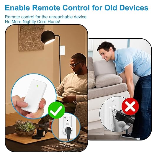Remote Switch Outlet, GreenCyle Remote Control Plug with 2 Remotes,Wireless On/Off Light Switches Wall Mounted, 15A/1500W, TUV List, No Wiring Needed, 500ft RF Range,for Lamp,Fans,Appliances