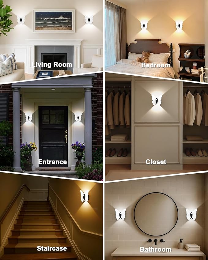 Rechargeable Motion Sensor Wall Light: 3 Colors Wireless Wall Sconces Set of Two with Remote Magnetic Motion Sensor Stair Lights Indoor 5000mAh Battery Powered Wall Lamps for Hallway Bedroom (White)