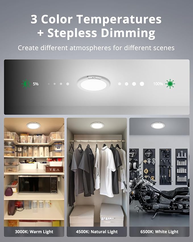 Bojim 4 Pack Rechargeable Motion Sensor Ceiling Light with Remote Wireless Magnetic LED Lights, Battery Operated Stick On Ceiling Shower Lights Renter Friendly for Closet Bedroom Hallway