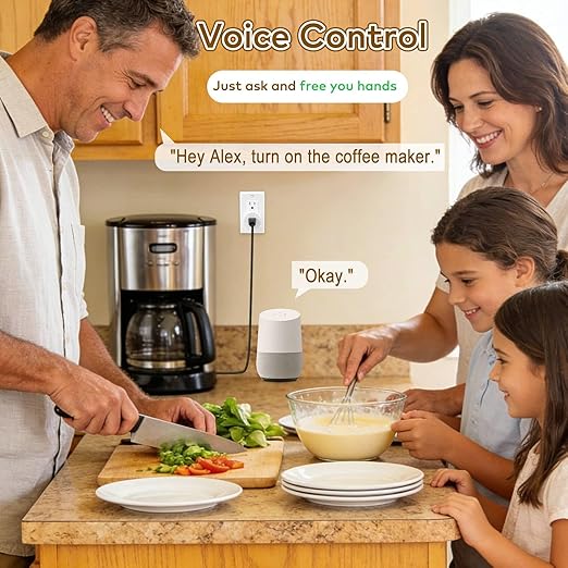 NineLeaf Slim WiFi Smart Plug w Switch, Remote App Control, 15A/1500W, Compatible with Alexa/Google Home via Tuya, Compact Design Control Anywhere,Timer/Schedule, TUV FCC, 2.4G Only(1Remote 4Outlets)