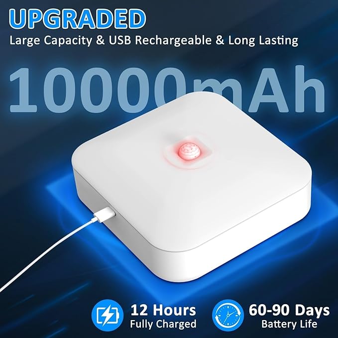 TOOWELL Rechargeable Motion Sensor Closet Light - 10000mAh Battery Operated Ceiling Light,500LM Warm White Wireless Ceiling Lights for Closet Shower Bathroom Pantry Hallway Porch Stair 3000K
