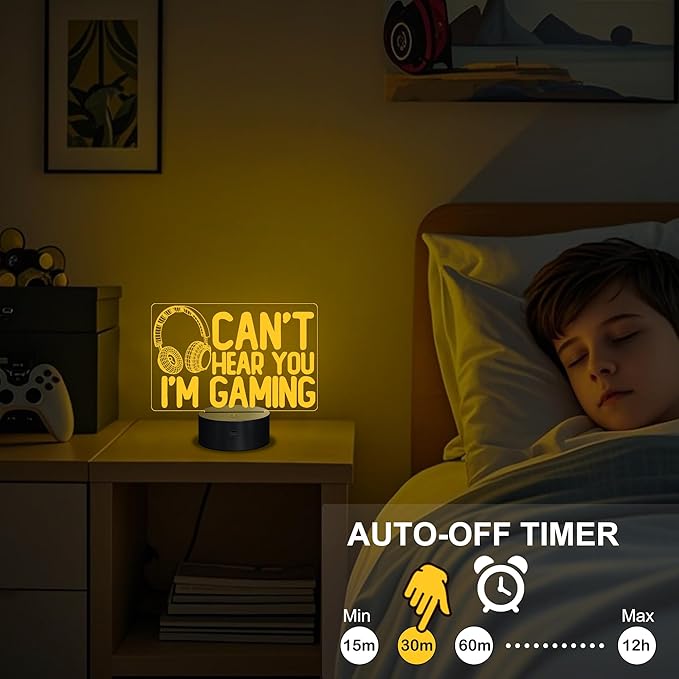 YuanDian Can't Hear You I'm Gaming Night Light, Headset Graphic Video Games Gamer Gift Funny 3D Illusion Lamp 16 Colors Changing Touch & Remote Control for Men Gamers Teenagers and Kids