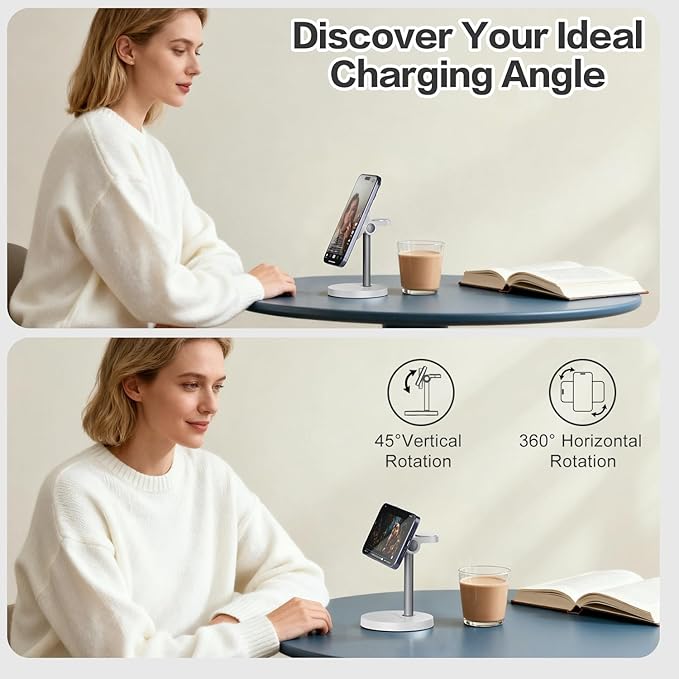 3 in 1 Wireless Charging Station Compatible with MagSafe, 15W Fast Charging Magnetic Mag-Safe Charger Stand for Apple iPhone 17 16 15 14 13 12Series Apple Watch AirPods Pro 4 3 2, Gifts for Men Dad